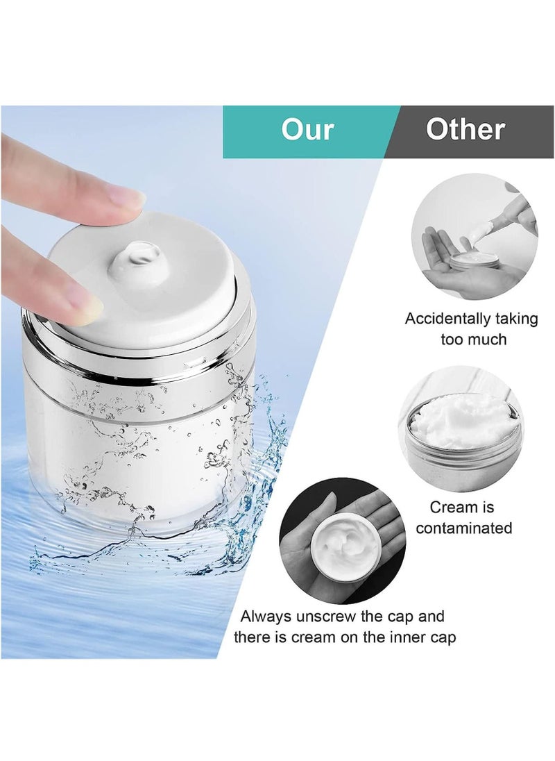 3pcs Airless Pump Jars Sets, Cream Jar Vacuum Bottle, 0.5oz /1oz /1.7oz Empty Refillable Cosmetic Air Pump Jars Bottles Airless Lotion Cream Dispenser Portable Travel Size Makeup Containers