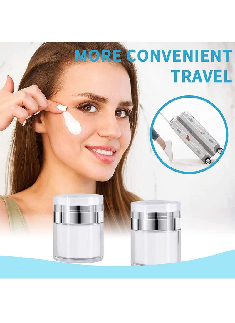 3pcs Airless Pump Jars Sets, Cream Jar Vacuum Bottle, 0.5oz /1oz /1.7oz Empty Refillable Cosmetic Air Pump Jars Bottles Airless Lotion Cream Dispenser Portable Travel Size Makeup Containers