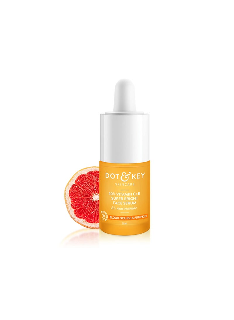 Dot & Key 10% Vitamin C + E, 5% Niacinamide Serum | Vitamin C Serum For Glowing Skin | Fades Dark Spots | Vit C Serum with Blood Orange & Pumpkin | For Uneven & Dull Skin | For All Skin Types | 20ml