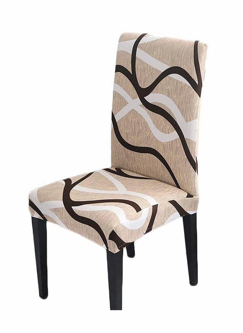 Chair Covers for Dining Room, Stretch Spandex Removable Washable Anti-dust Seat Slipcover, Protector for Hotel, Office, Ceremony, Banquet Wedding PartyKhaki/Coffee, Set of 2