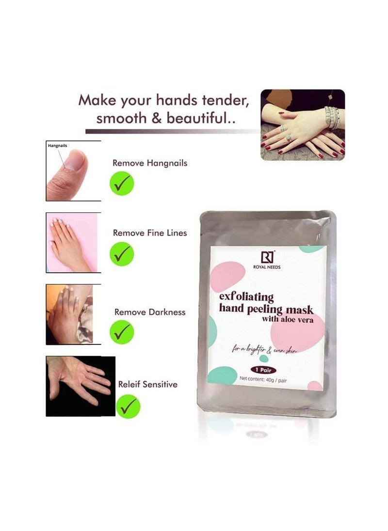 ROYAL NEEDS ; YOUR HIGHNESS Hand Peel Mask For Dead Skin Removal With Aloe Vera - 1 Pair | Exfoliating Hand Mask | Manicure Hydrating Mask | Baby Soft,Hands Moisturising Manicure At Home