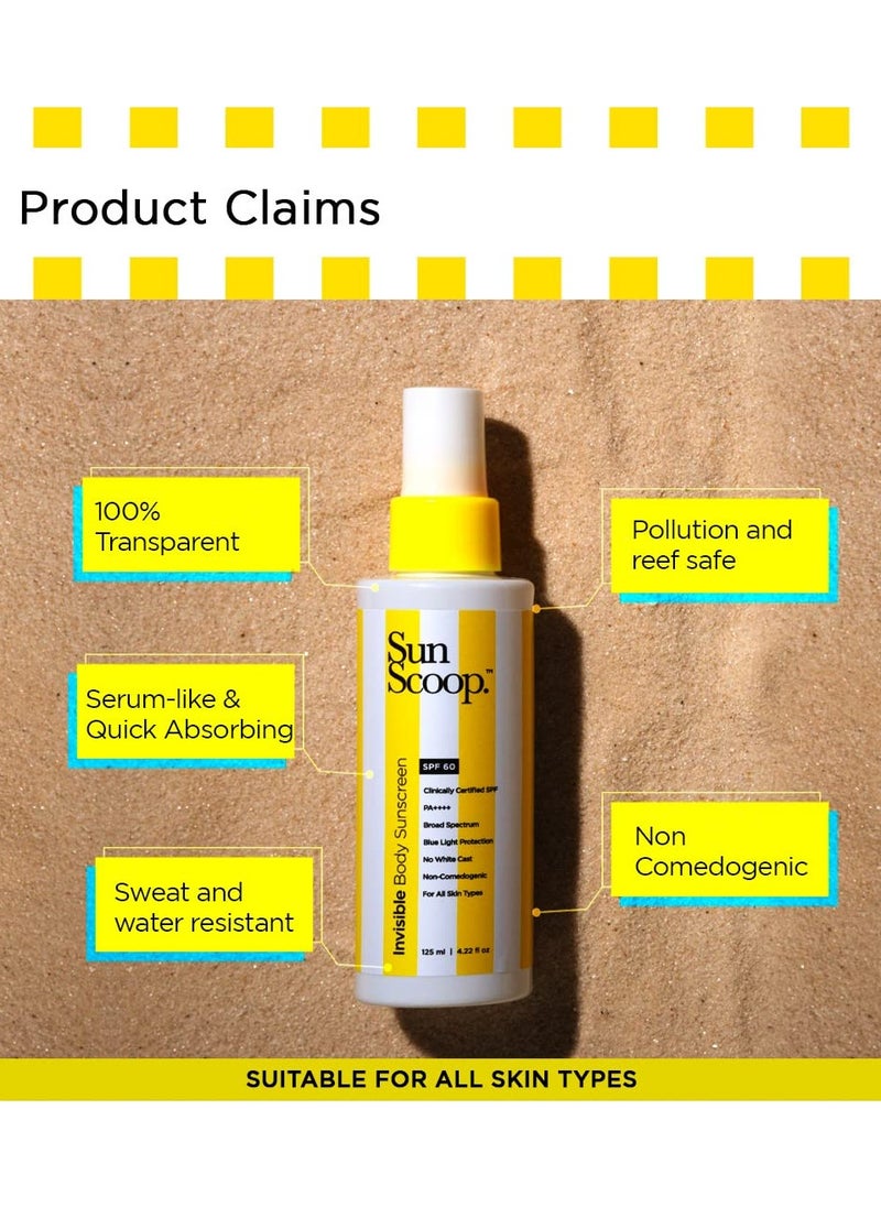 Body Sunscreen Spray For Women & Men With UV Filters Avobenzone and Octocrylene, 125mL