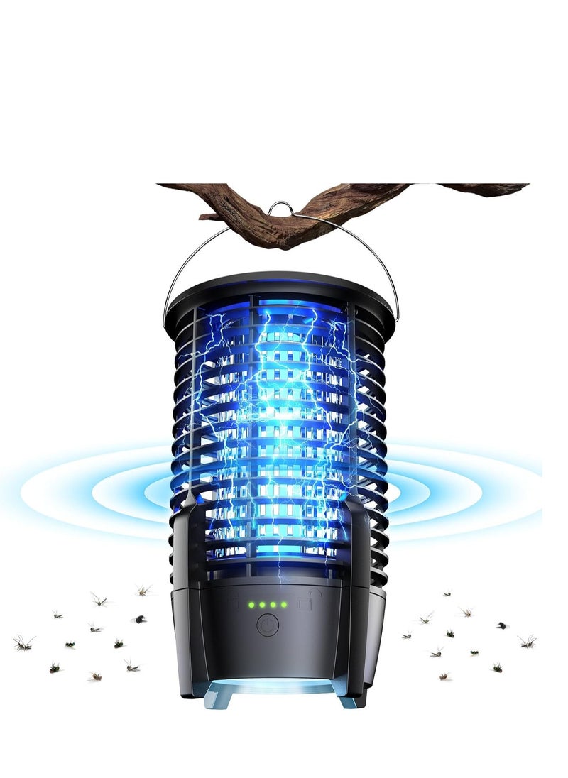 Bug Zapper Outdoor with LED Light, Electric Mosquito Fly Zapper Cordless for Patio, Camping, Backyard, Battery Powered Type-C Rechargeable Insect Mosquito Killer for Moths, Wasp, Gnat