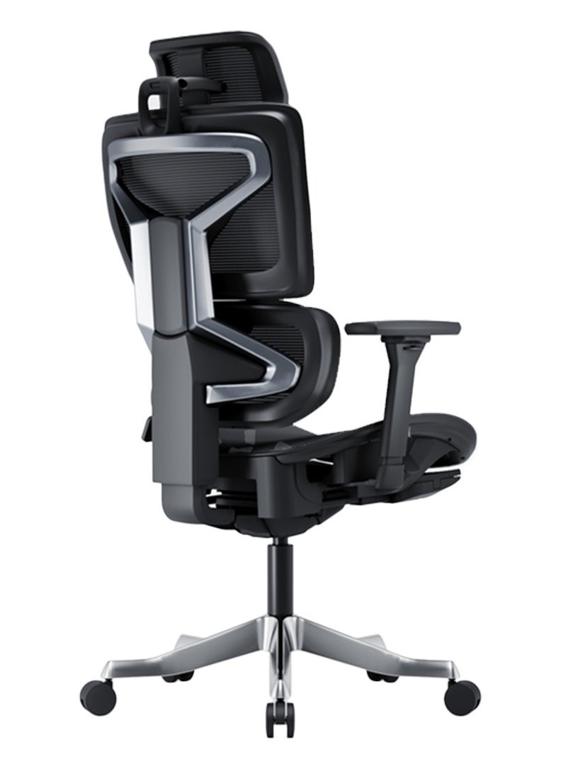 AFTERWORK Omnix Super Ergonomic Gaming Chair with Hidden Footrest, 3D Adjustable Headrest, 4D Armrests, Adjustable Lumbar, Seat Slider, and 4-Position Tilt Lock – Black & Dark Grey