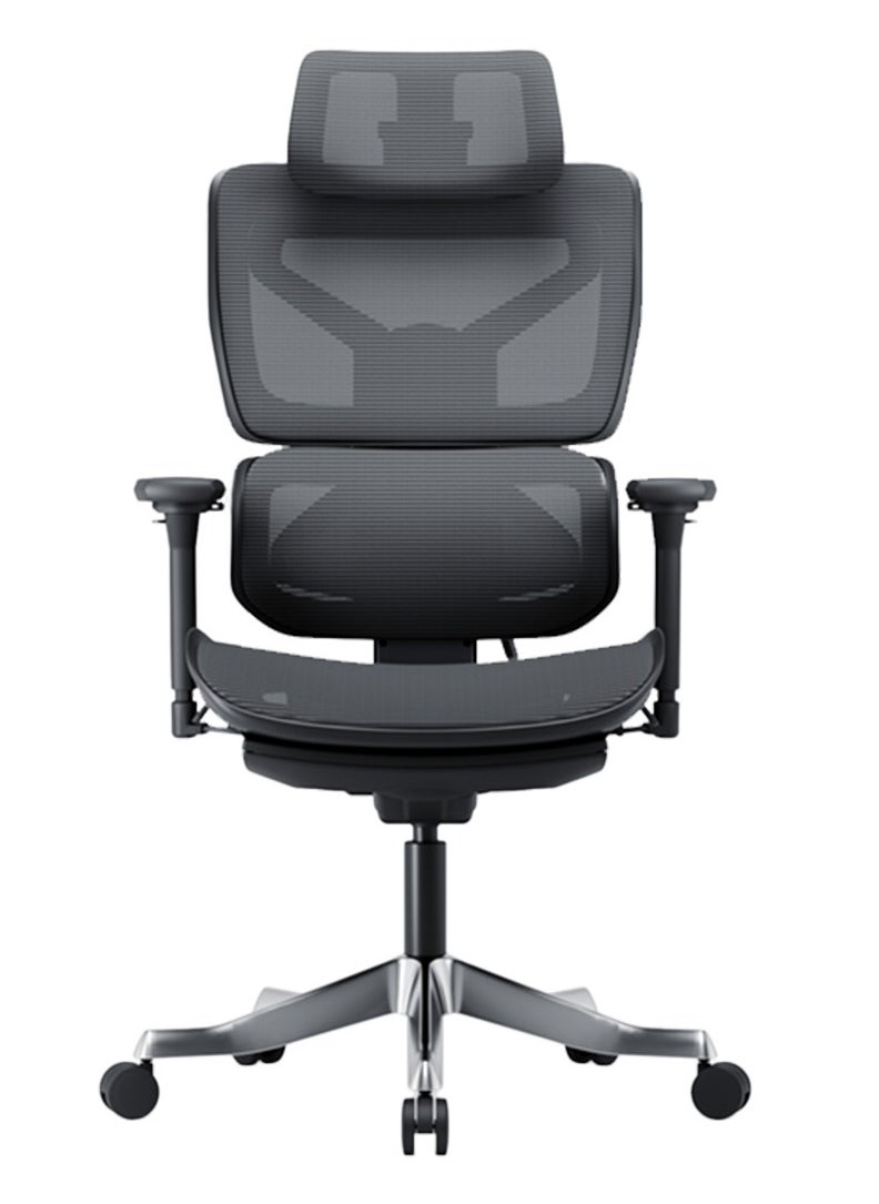 AFTERWORK Omnix Super Ergonomic Gaming Chair with Hidden Footrest, 3D Adjustable Headrest, 4D Armrests, Adjustable Lumbar, Seat Slider, and 4-Position Tilt Lock – Black & Dark Grey