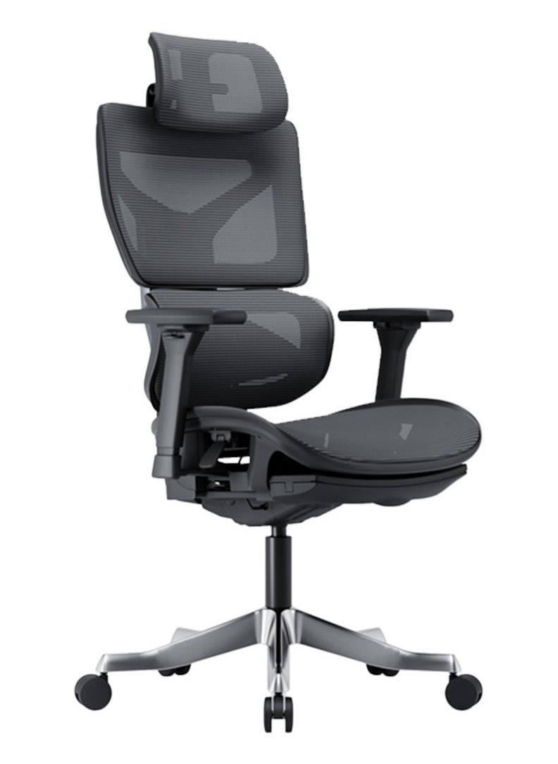 AFTERWORK Omnix Super Ergonomic Gaming Chair with Hidden Footrest, 3D Adjustable Headrest, 4D Armrests, Adjustable Lumbar, Seat Slider, and 4-Position Tilt Lock – Black & Dark Grey