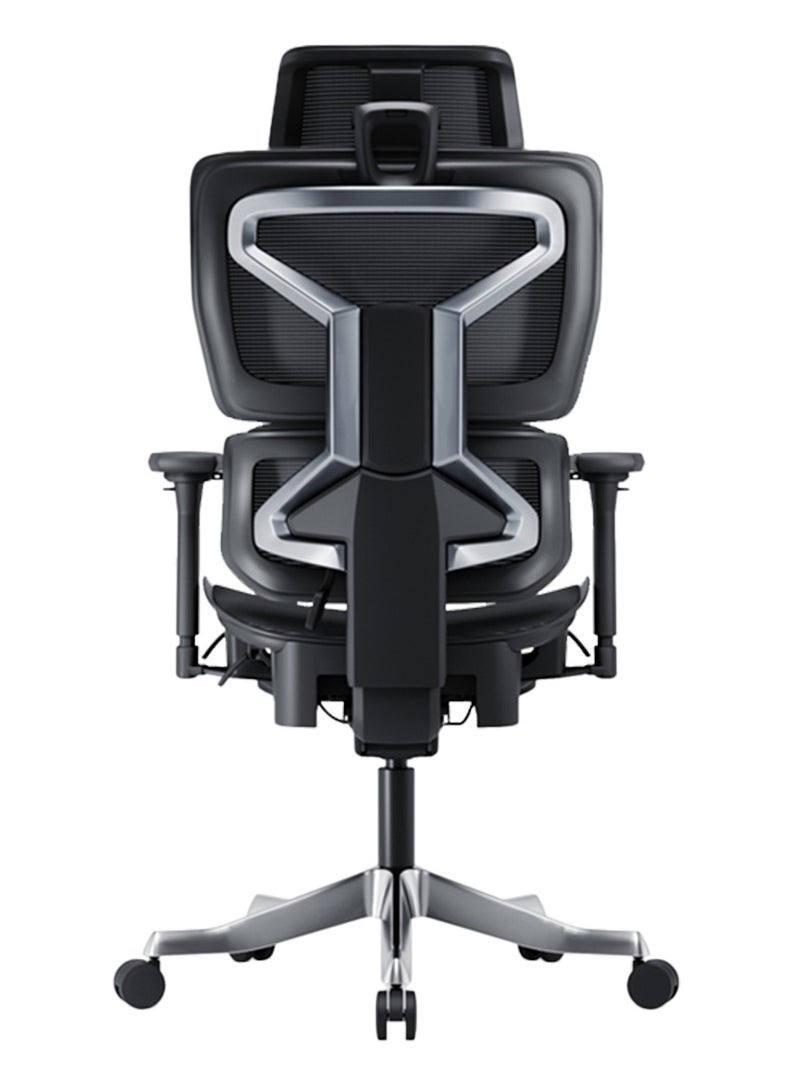 AFTERWORK Omnix Super Ergonomic Gaming Chair with Hidden Footrest, 3D Adjustable Headrest, 4D Armrests, Adjustable Lumbar, Seat Slider, and 4-Position Tilt Lock – Black & Dark Grey