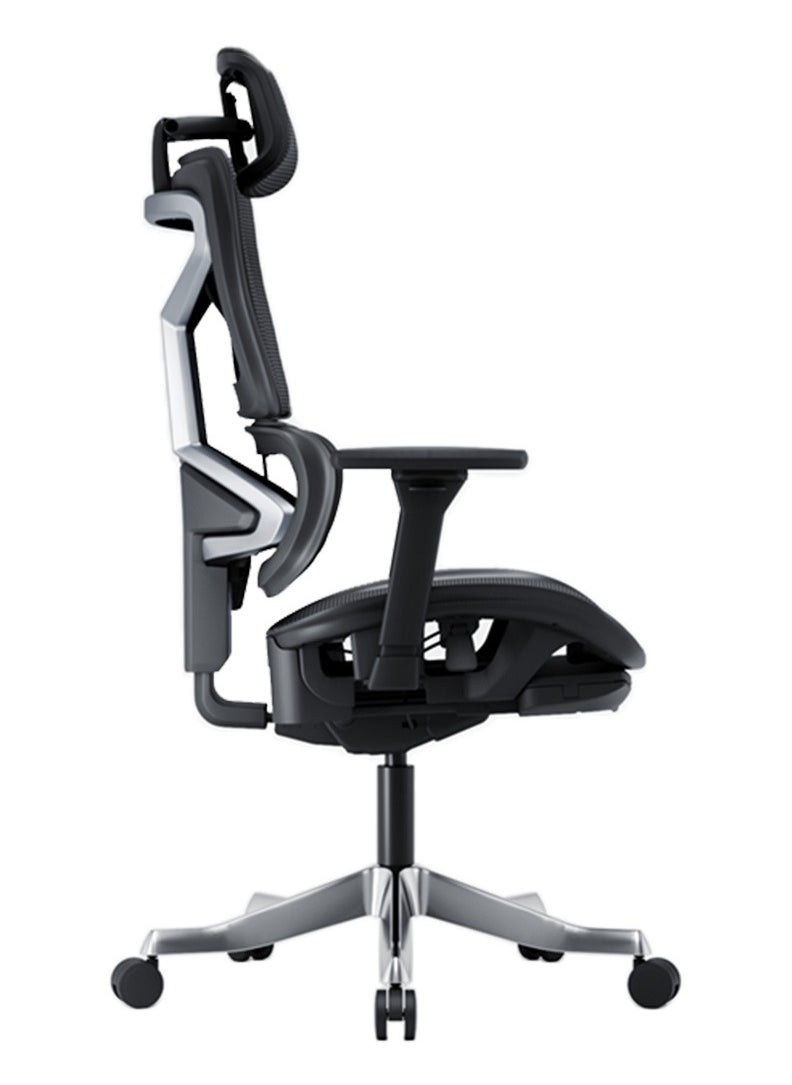 AFTERWORK Omnix Super Ergonomic Gaming Chair with Hidden Footrest, 3D Adjustable Headrest, 4D Armrests, Adjustable Lumbar, Seat Slider, and 4-Position Tilt Lock – Black & Dark Grey