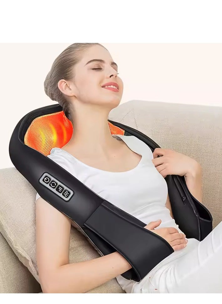 Heated Shiatsu Neck And Shoulder Back Massager, Electric Vibration Deep Tissue 3D Kneading