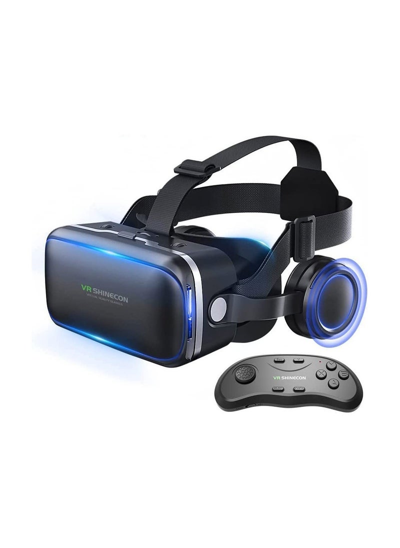 VR Set with Remote Controller, HD 3D VR Glasses Virtual Reality Headset for VR Games and 3D Movies, VR Goggles for Smartphones Compatible 4.7-6 inch