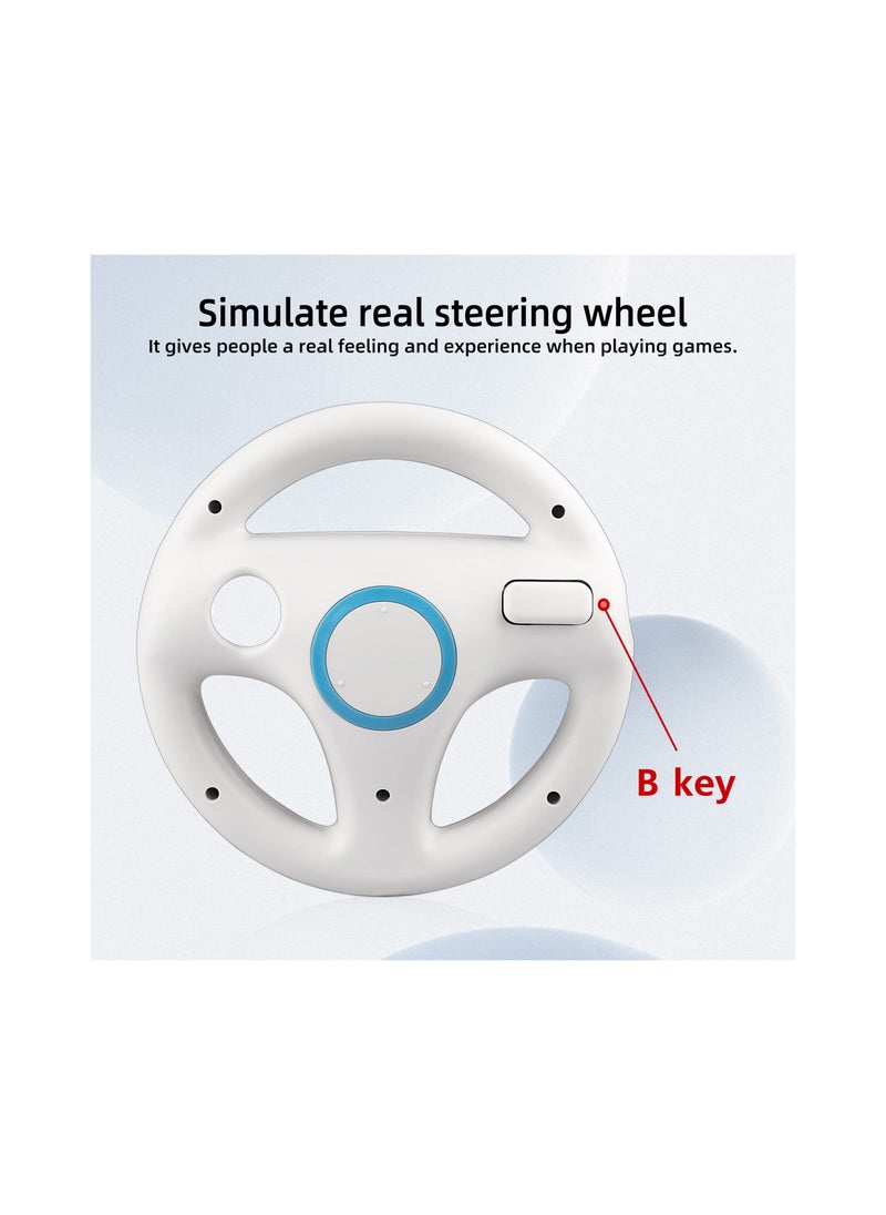 Steering Wheel for Nintendo Wii and Wii U Remote Controller, 2 Pack Racing Wheels Games Accessories for Mario Kart, Game Controller Wheel for Nintendo Wii Remote Game (White)