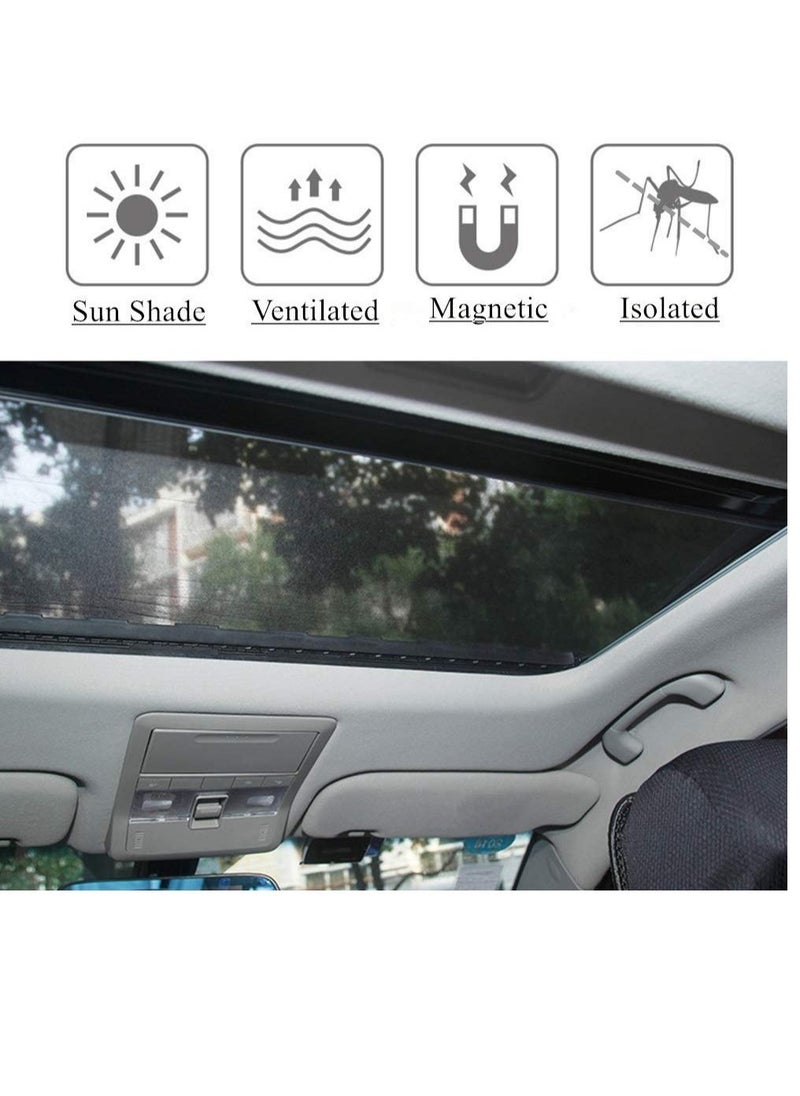 Car Sunroof Sunshade, Sun Shade Magnetic Screen Net, Quick Install, UV Sun Protection Cover, Suitable for Baby Kids Breastfeeding When Parking on Trips (Black)