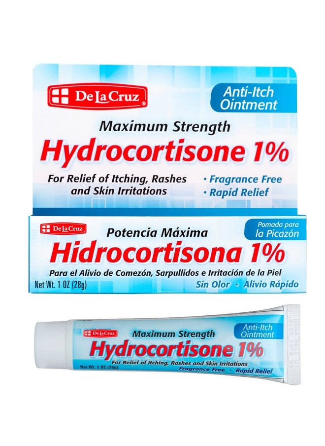 Hydrocortisone Ointment- 1% Hydrocortisone Ointment - Anti Itch Ointment - Maximum Strength - Dry Skin Redness Dermatitis Eczema And Rashes - Topical Ointment - 1 Oz (28G)