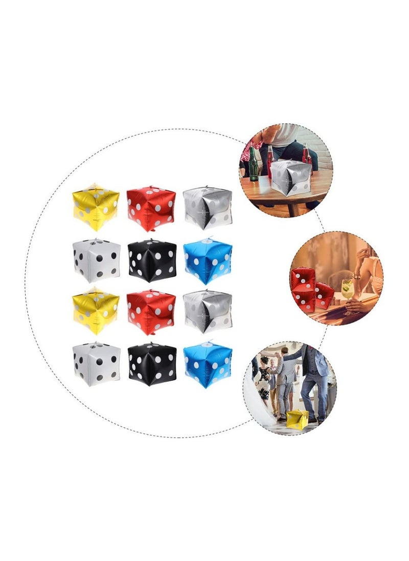 12 Pcs Jumbo Large Inflatable Dice,  11.8 Inch nflatable Large Dice Party Decorations Colorful Dice Balloons Large Dice Set for Indoor and Outdoor Games Theme Party Decorations (Six Colors)