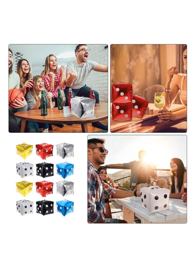 12 Pcs Jumbo Large Inflatable Dice,  11.8 Inch nflatable Large Dice Party Decorations Colorful Dice Balloons Large Dice Set for Indoor and Outdoor Games Theme Party Decorations (Six Colors)