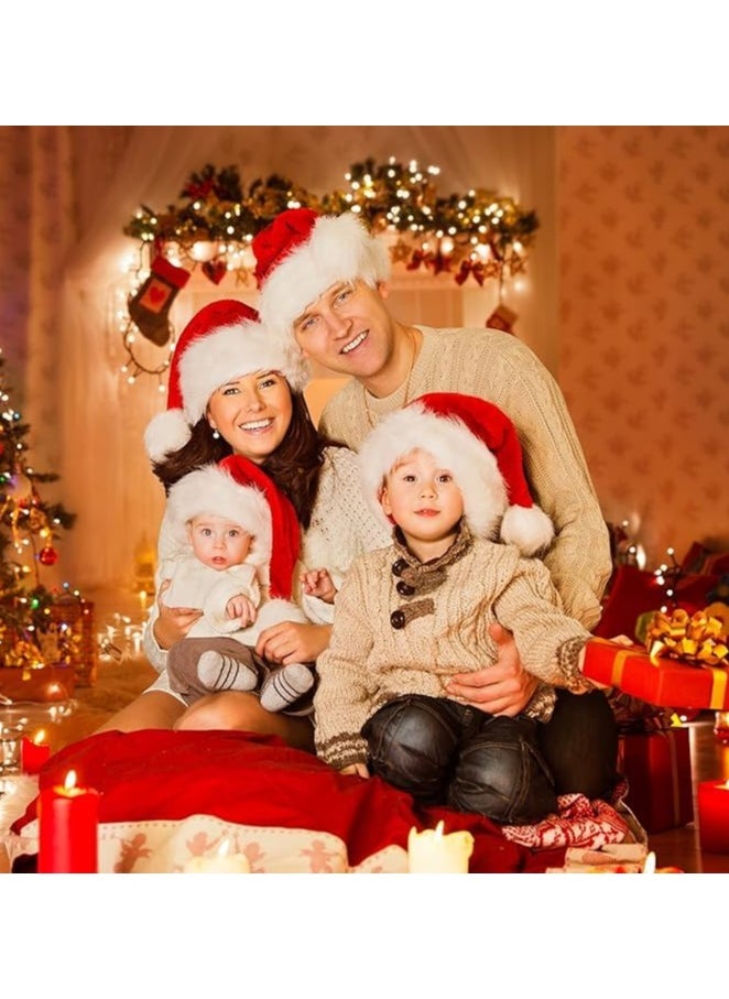 Santa Hat Christmas Hat Unisex Velvet Christmas Hats Extra Thicken Fur Xmas Hat for New Year Festive Party 2PCS