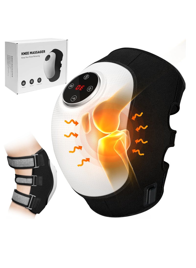 Knee Massager Cordless Knee Massager with Vibration and Infrared Heating Function Red Light Electric Knee Massager 3 Adjustable Vibrations Air Pressure and Heating Modes 5 Levels of Timing