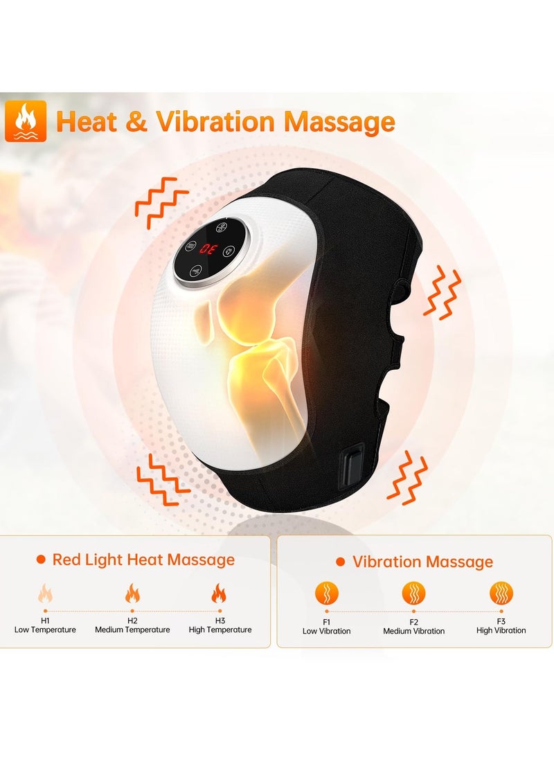 Knee Massager Cordless Knee Massager with Vibration and Infrared Heating Function Red Light Electric Knee Massager 3 Adjustable Vibrations Air Pressure and Heating Modes 5 Levels of Timing