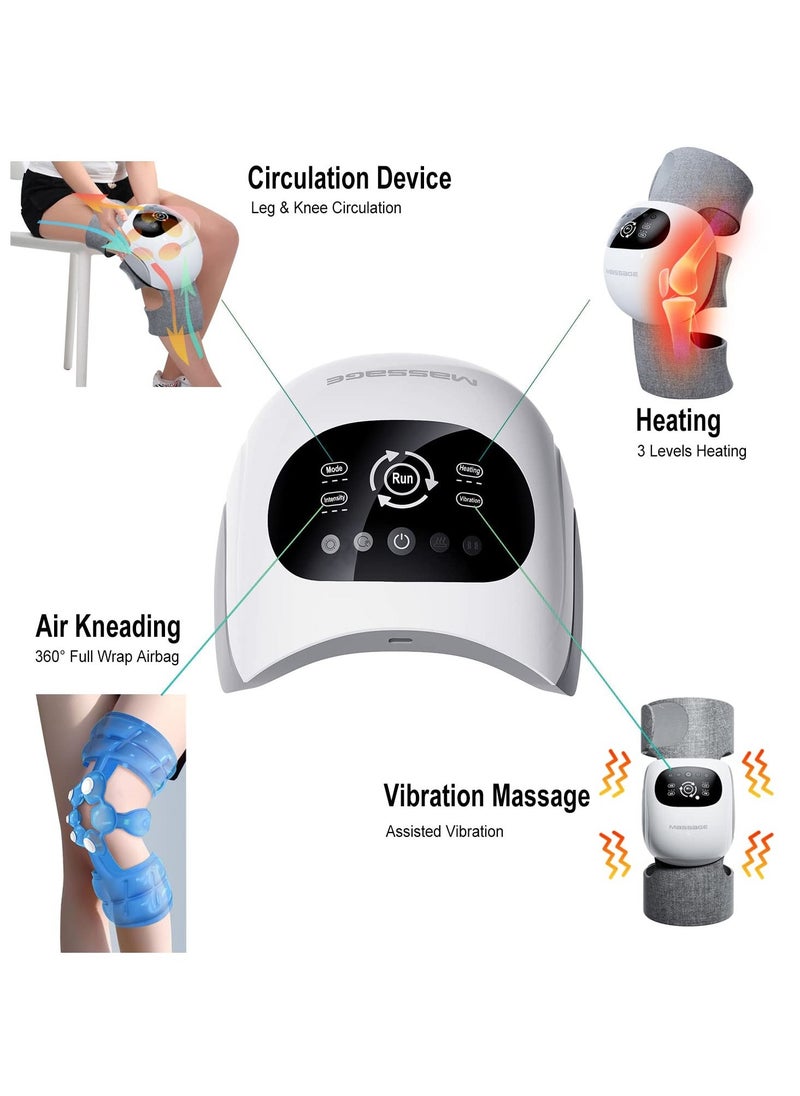 Cordless Knee Massager, Infrared Heat and Vibration Knee Pain Relief for Swelling Stiff Joints, Stre tched Ligament and Muscles Injuries Knee and Upper Calf