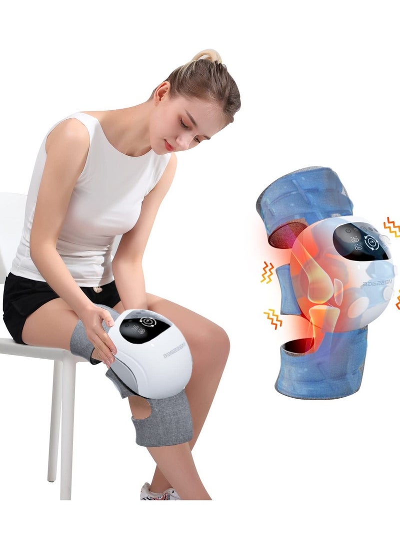 Cordless Knee Massager, Infrared Heat and Vibration Knee Pain Relief for Swelling Stiff Joints, Stre tched Ligament and Muscles Injuries Knee and Upper Calf