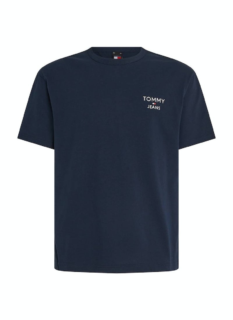 Men's Signature Tonal Logo Embroidery T-Shirt -  Pure cotton, Navy