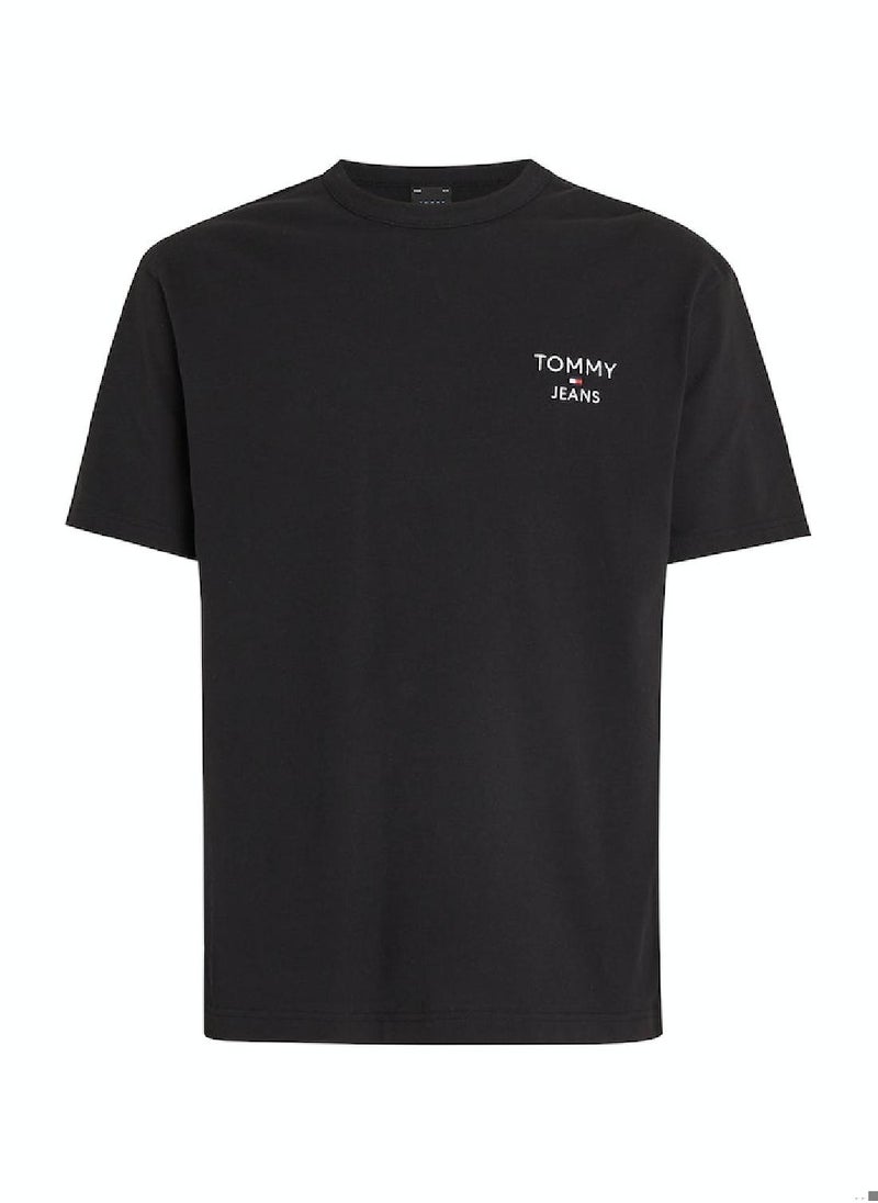 Men's Signature Tonal Logo Embroidery T-Shirt -  Pure cotton, Black