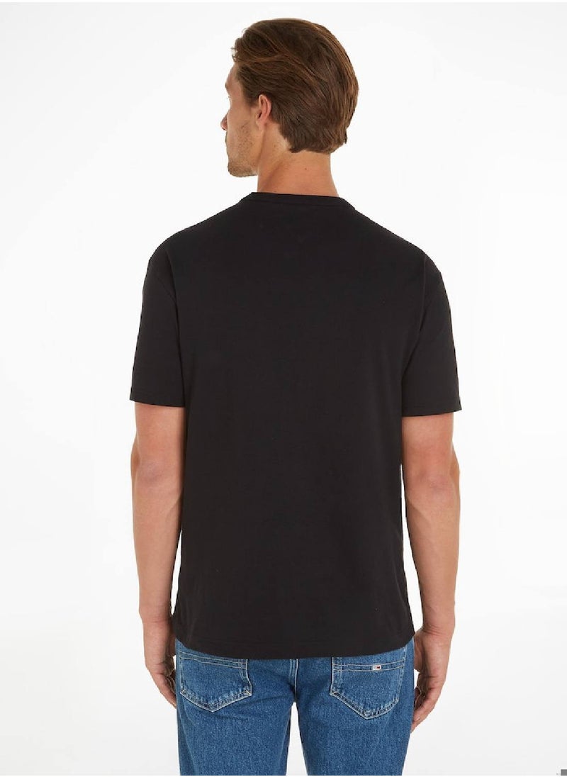 Men's Signature Tonal Logo Embroidery T-Shirt -  Pure cotton, Black