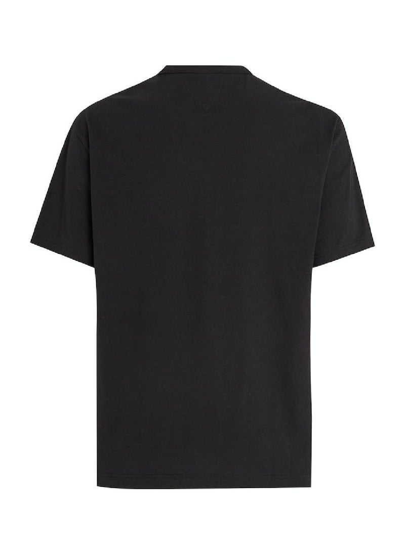 Men's Signature Tonal Logo Embroidery T-Shirt -  Pure cotton, Black