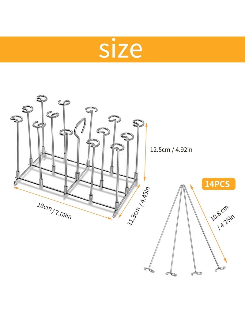 Air Fryer Skewer Rack for Ninja Dual, BBQ Rack with 14 Skewers, 304 Stainless Steel Grilling Rack Air Frye Racks, for Double Basket Air Fryers AF300UK AF400UK and Ninja 7.6L-9.5L