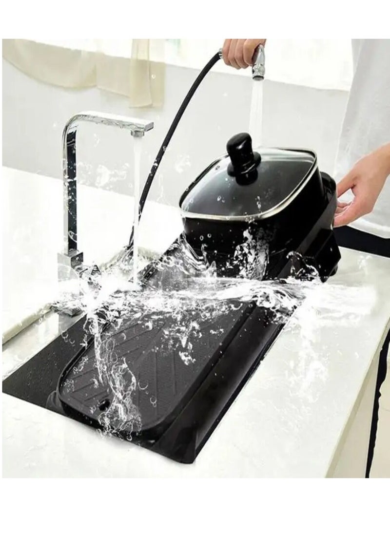 Disnie 2 in 1 Hot Pot & BBQ Grill Plate Baking Pan with Glass Lid Nonstick Coating Electric Pan with Grill Plate Smokeless Barbecue Machine