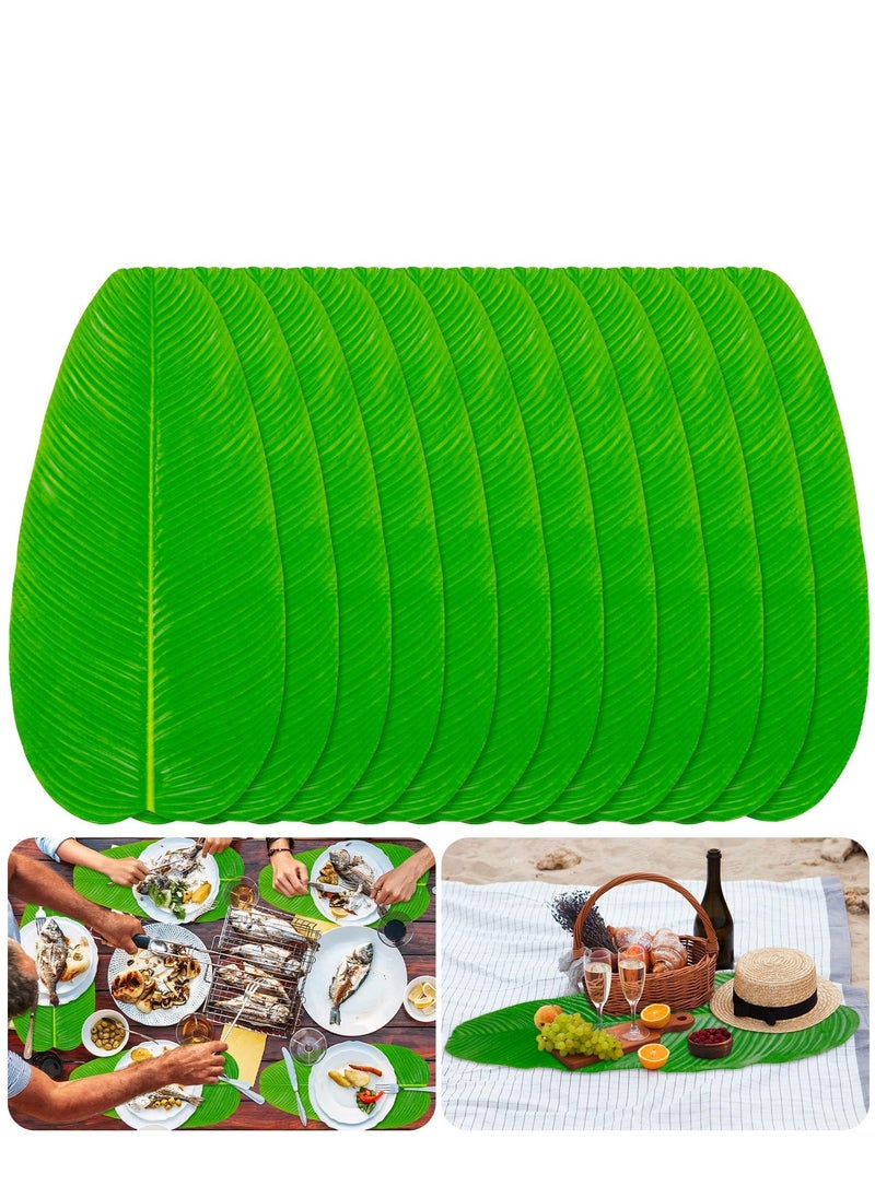 12 Pcs Large Artificial Banana Leaves, Faux Tropical Leaves, Hawaiian Party Jungle Beach Theme, Decorations Wedding Home Kitchen Table Decoration Accessories