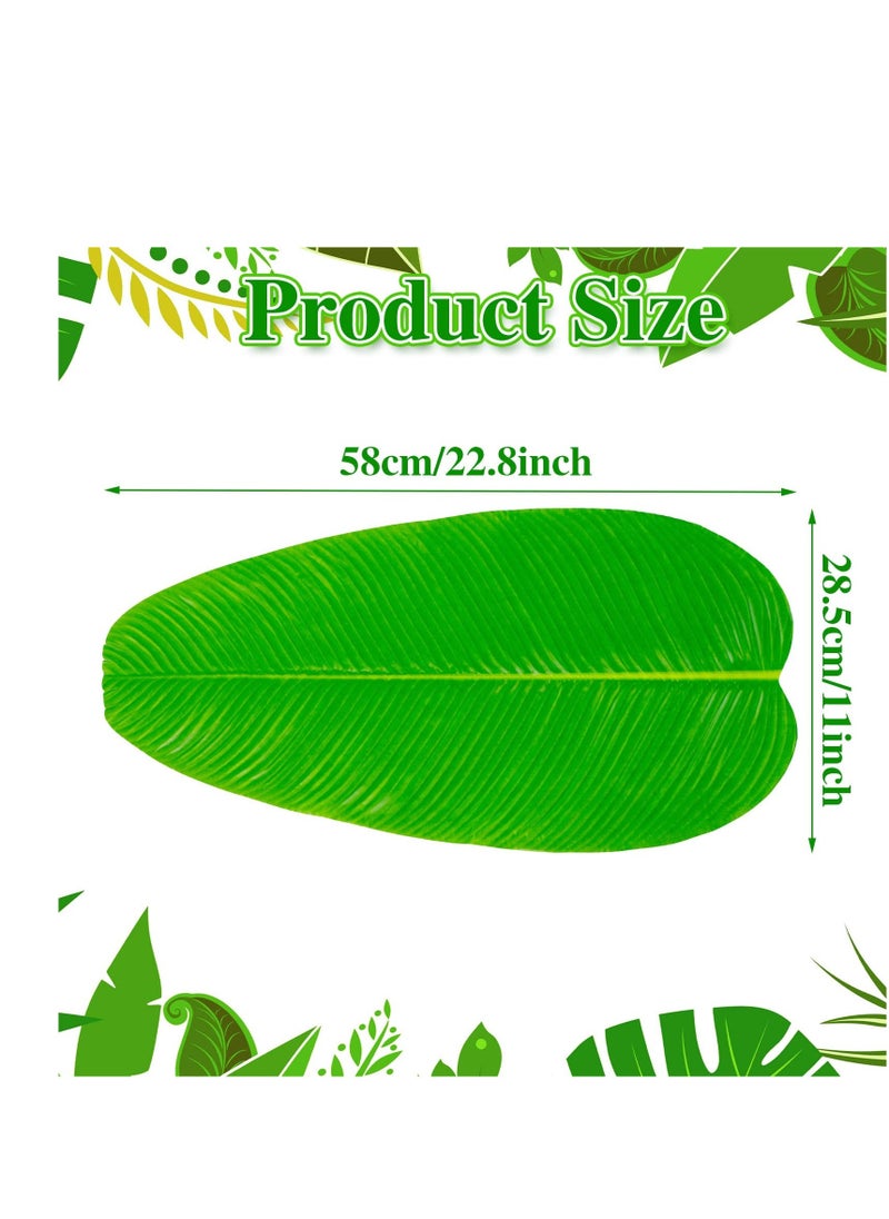 12 Pcs Large Artificial Banana Leaves, Faux Tropical Leaves, Hawaiian Party Jungle Beach Theme, Decorations Wedding Home Kitchen Table Decoration Accessories