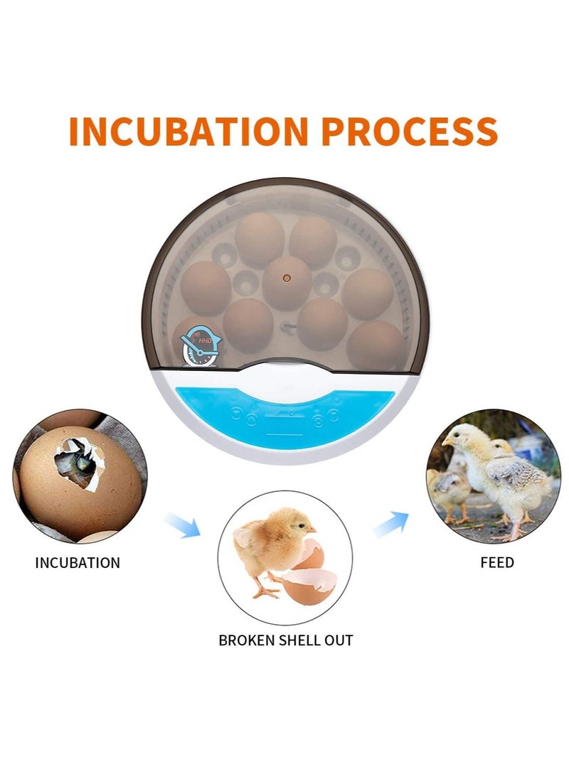 Egg Incubator, with 9 LED Light Egg Candle Tester and Temperature Control Device, One-Key Incubation Mini Home Hatching Equipment, 9 Egg Incubator Breeder for Chicken, Duck, Goose, Bird