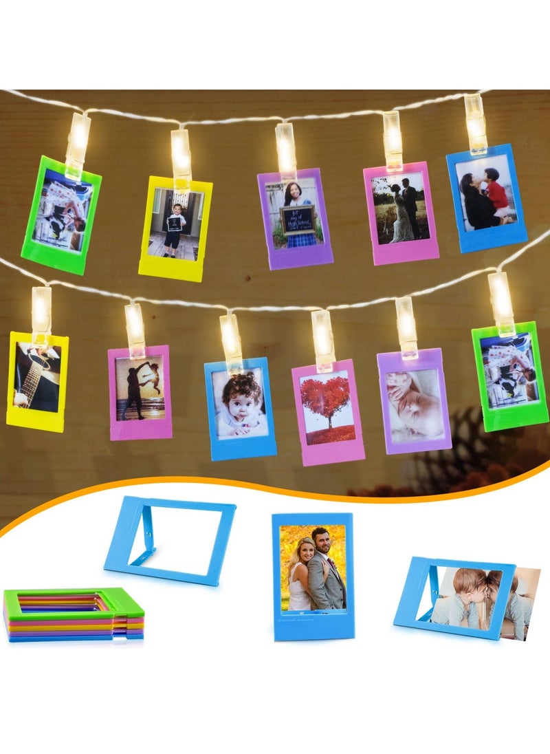 Mini Photo Frame with LED Photo String Lights 20 Photo Clips Fairy Twinkle Lights, Compatible with Fujifilm Instax Mini 11 9 8 8+ Picture Frame Family Picture Frame