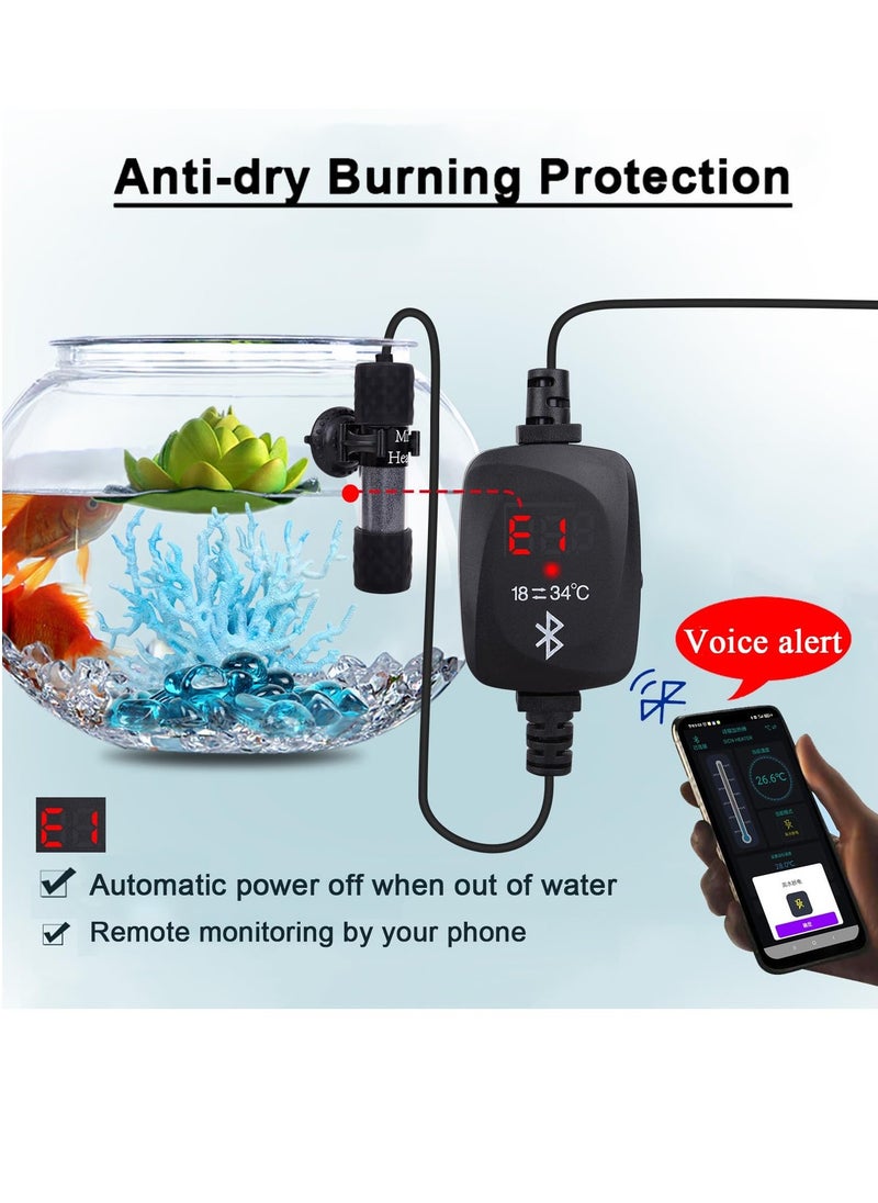 50W Mini Aquarium Heater with External Temperature Controller, LED Display, Over Temperature Protection, Automatic Powe Off Feature, Suitable for Saltwater and Freshwater Tanks