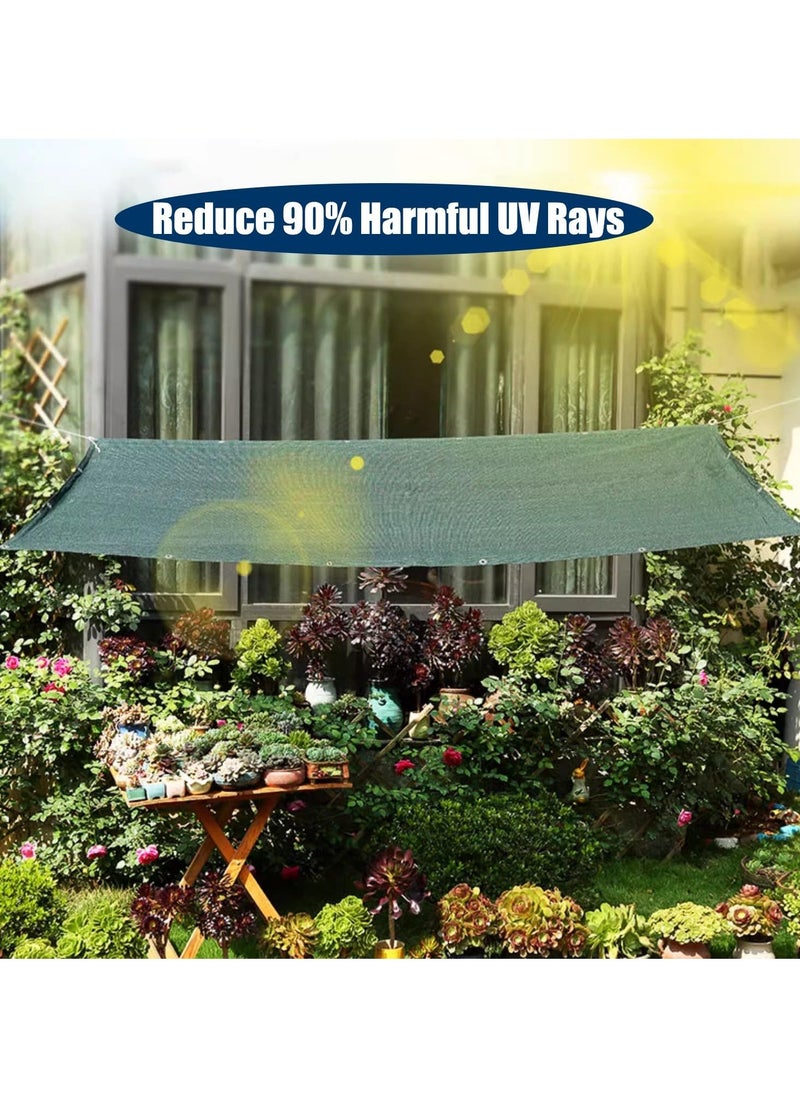 Green Shade Cloth 2 x 3 M - 90% UV-Blocking Sun Shade Net with Grommets, Ideal for Greenhouse, Patio, Lawn, Outdoor Plant Cover, Protects Flowers and Vegetation