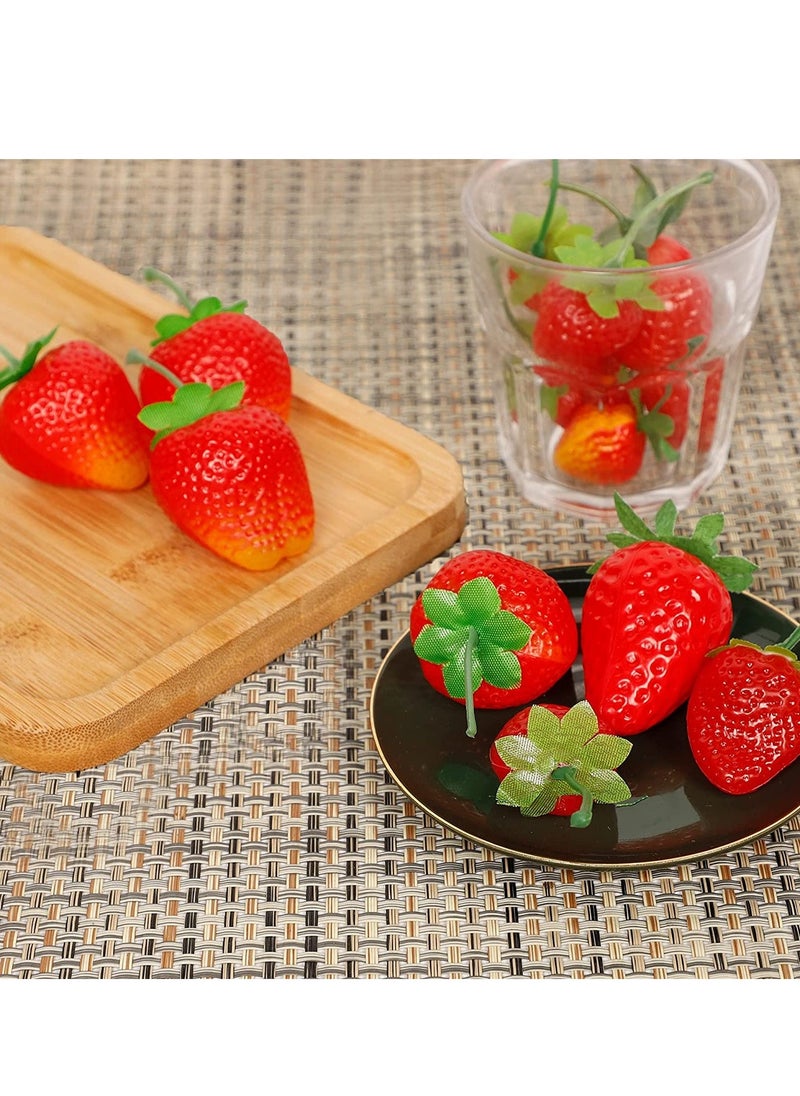 30 Pieces Artificial Strawberries of Assorted Sizes Lifelike Plastic Fake Fruit Decoration for Home Kitchen Party Photography Props Red