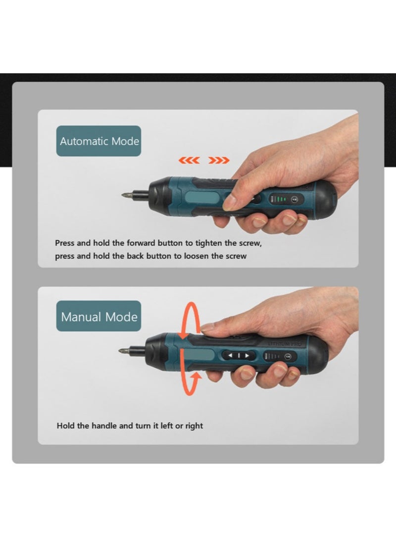 Cordless Electric Screwdriver Rechargeable 1300mAh Lithium Battery Mini Drill Power Tool Set Home Maintenance Repair (3.6V)