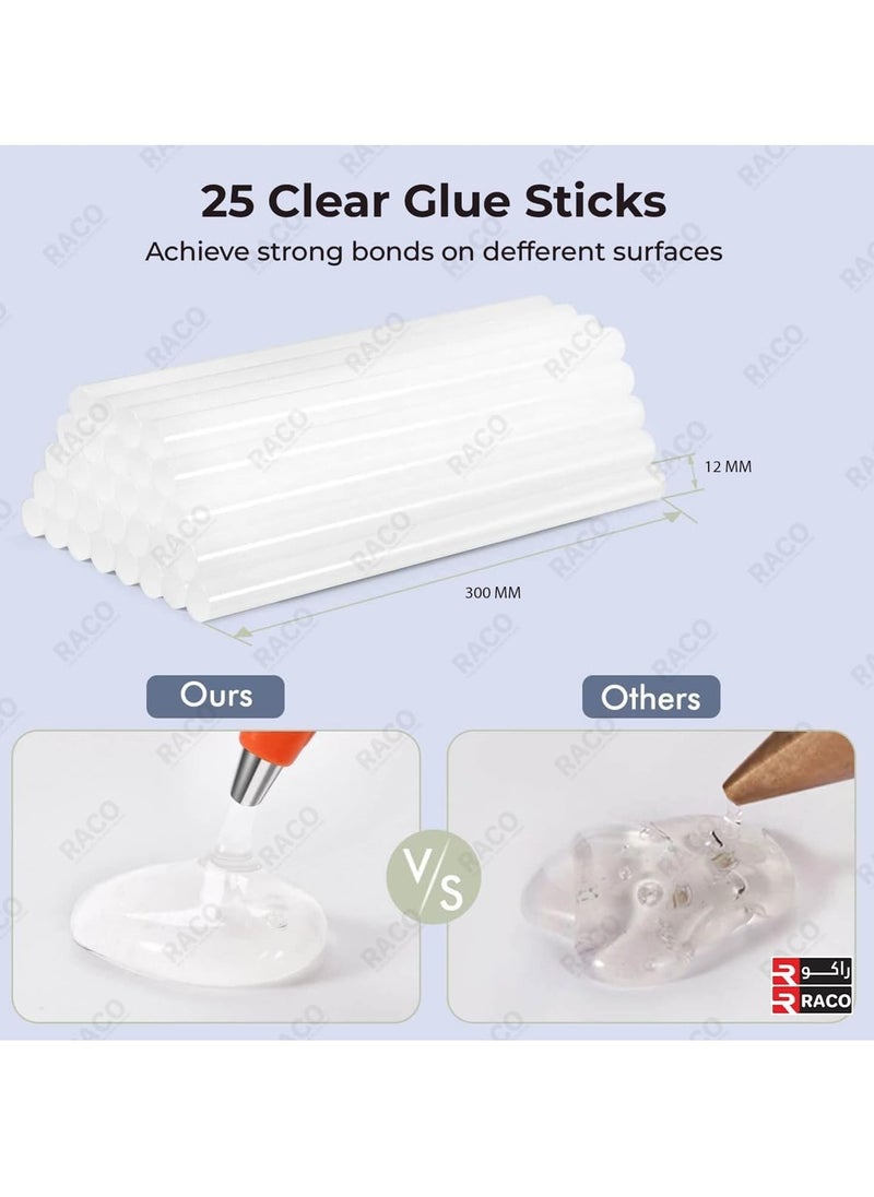 Glue Gun with 25 Transparent Hot Glue Sticks12mm x 300mm | Ideal for Art, Craft, Adhesive Repairs, and DIY Projects