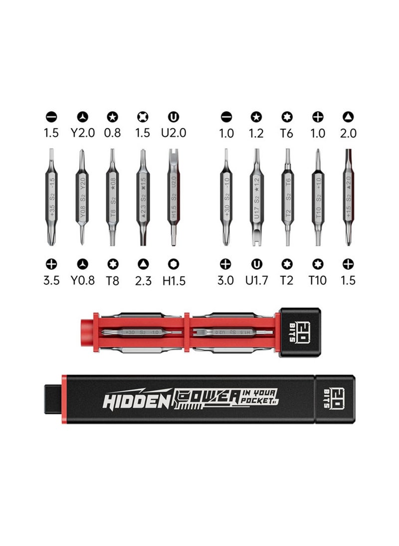 JAKEMY JM-8195 21 in 1 S-2 Bits Square Handle Design Screwdriver Black