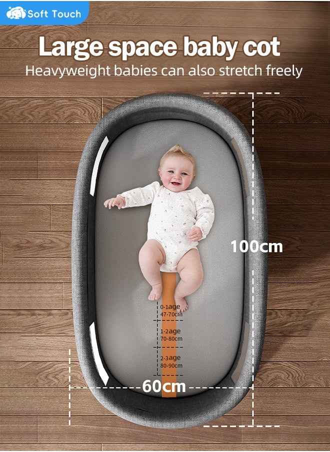 Toddler Cot Foldable Baby Crib Multifunctional Baby Cradle Infant Bed for 0-3 Years