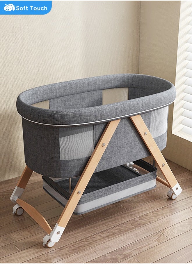 Toddler Cot Foldable Baby Crib Multifunctional Baby Cradle Infant Bed for 0-3 Years