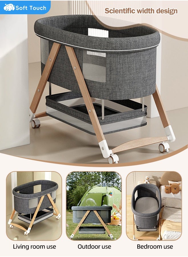 Toddler Cot Foldable Baby Crib Multifunctional Baby Cradle Infant Bed for 0-3 Years