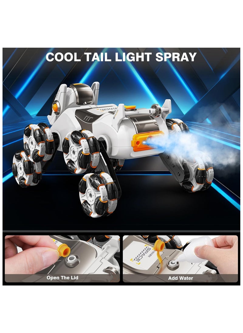 RC Stunt Car Toys for Kids, Remote Control Stunt Robot Dog, 2.4GHz 360° Rotating Changeable Robot Dog with Spray, Music & Light Functions for Kids Children 6-14 Years Boys Girls Birthday Gifts