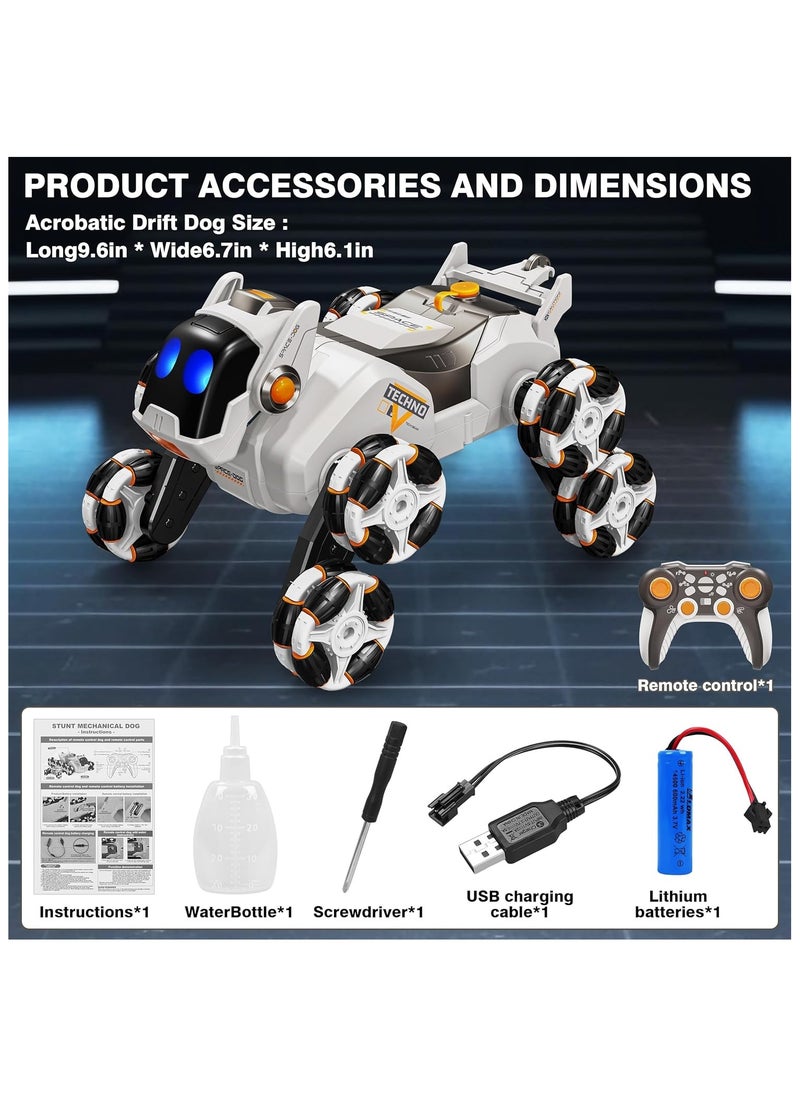 RC Stunt Car Toys for Kids, Remote Control Stunt Robot Dog, 2.4GHz 360° Rotating Changeable Robot Dog with Spray, Music & Light Functions for Kids Children 6-14 Years Boys Girls Birthday Gifts