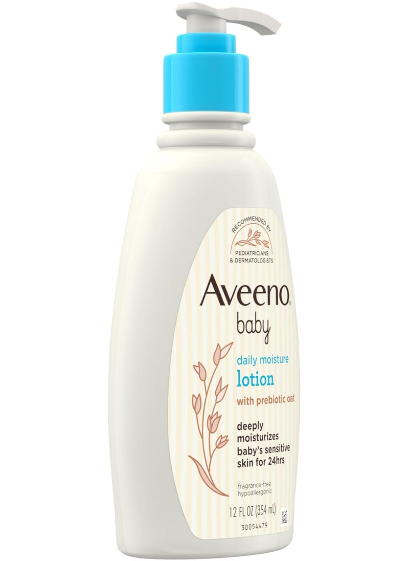 Aveeno Baby Daily Moisture Lotion,For Delicate Skin with prebiotic oat, Hypoallergenic, Fragrance-, Phthalate- & Paraben-Free,12 Fl. oz (354 mL)