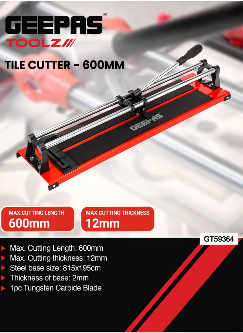 Geepas Tile Cutter GT59364, Durable, Ideal For Ceramic, Porcelain, and Other Tiles, Cutting Length: 600 MM, Cutting Thickness: 12 MM, Suitable for Cutting Tiles