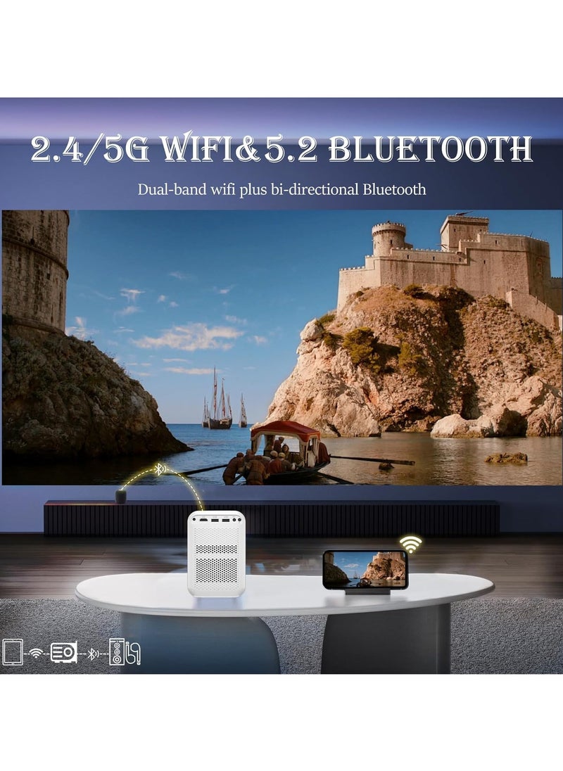 X10 Mini Projector Android 10.0 Electric focus with 5G WiFi and BT 5.2 10000LUX Movie Projector Full HD 1080P Supported Video Projector home theater