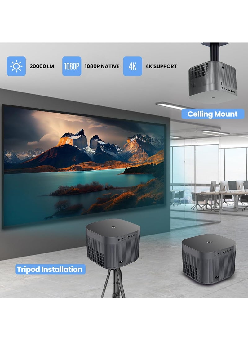 F18 Projector (Android11.0/Auto focus) 4K Projectors with 2.4G/5G Dual WiFi 6and BT5.3,20000 LUX Native 1080P Full HD Video Projectors,4D/4P Keystone Correction For Homes