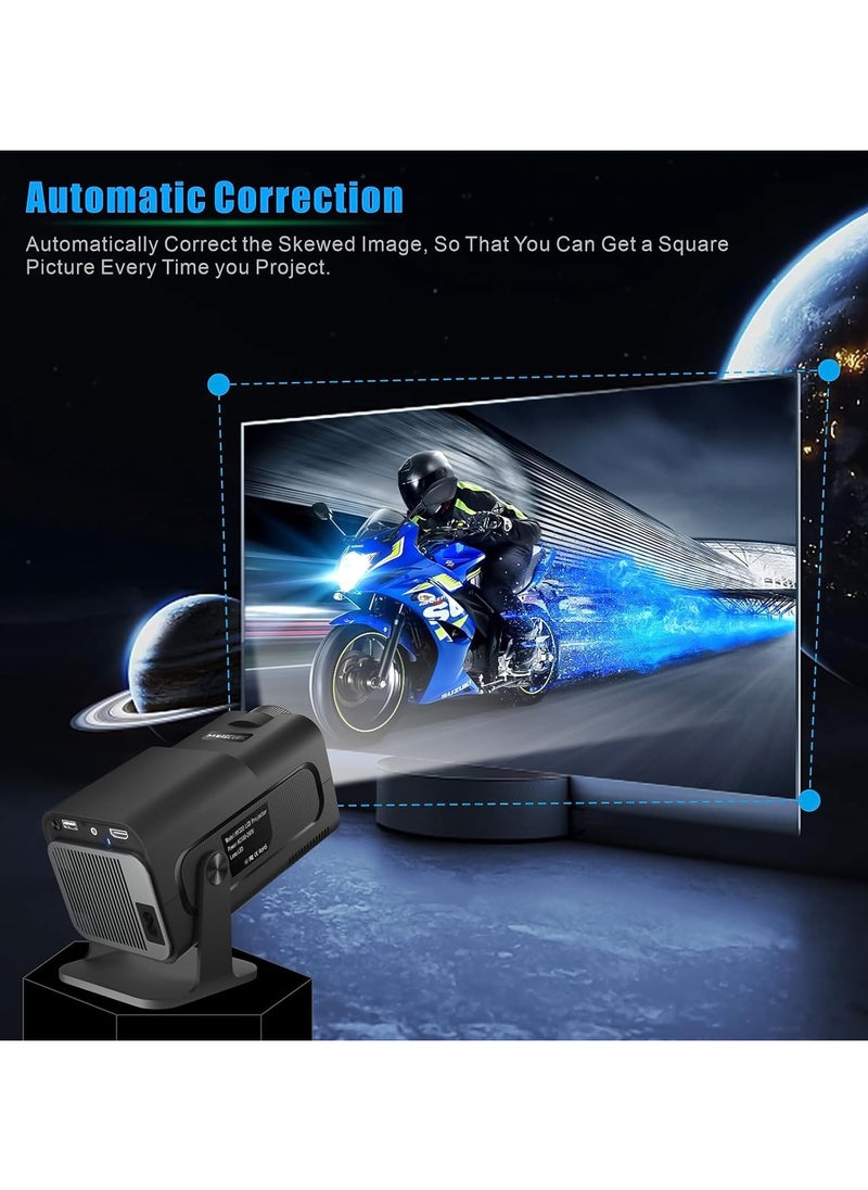 HY320 Mini Portable Auto Keystone Projector, 4K FHD 1080P Smart Projector Support 10000 Lumens with WiFi 6, BT 5.0, 180 Degree Rotation, Built-in Android 11.0